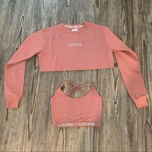 Lounge Two Piece Bralette & Cropped Jumper - Smoked Pink